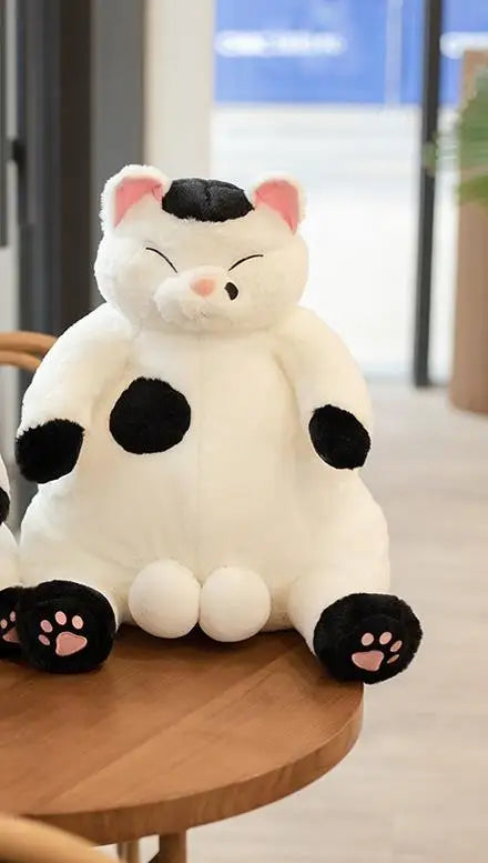 Chubby Calico Cat Plush with Smiling Face - Image 7