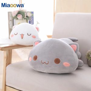 Kawaii Grey Lying Cat Plush Pillow