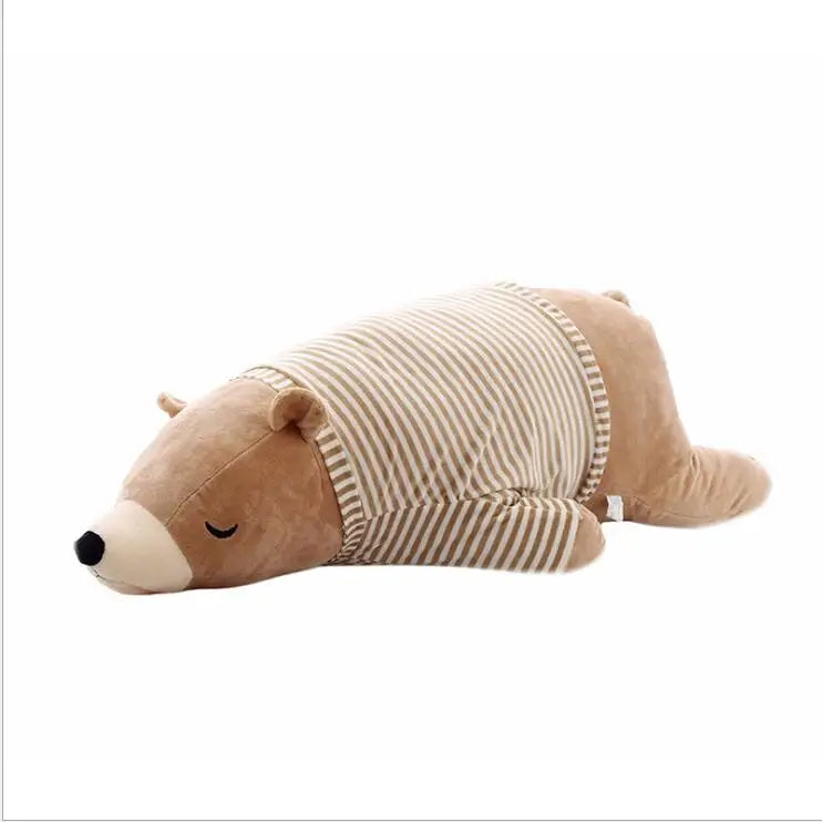 Huggable Brown Bear Plush Toy in Striped Shirt - Image 9
