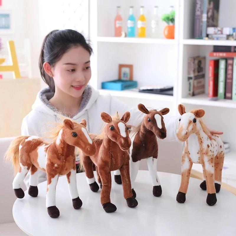 Realistic Brown and White Pinto Horse Plush Toy - Image 3
