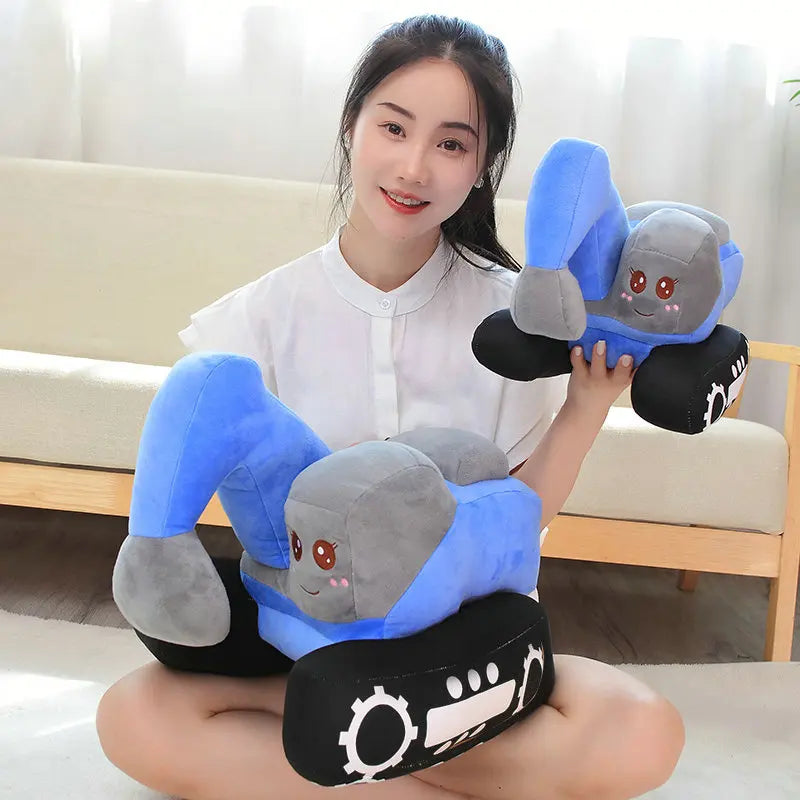 Cute Orange and Gray Excavator Plush Toy - Image 4