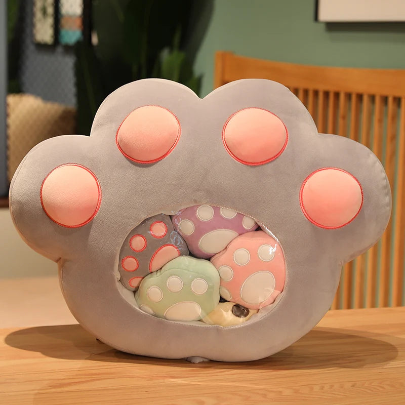 Large Paw Plush Pillow with Colorful Mini Paws - Image 11