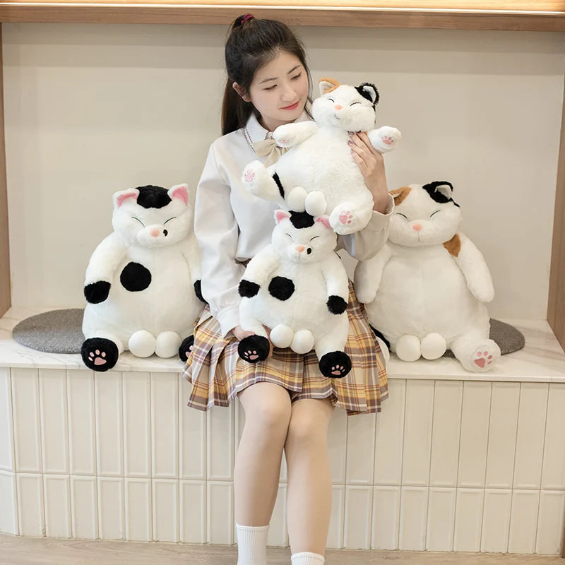 Chubby Calico Cat Plush with Smiling Face - Image 4