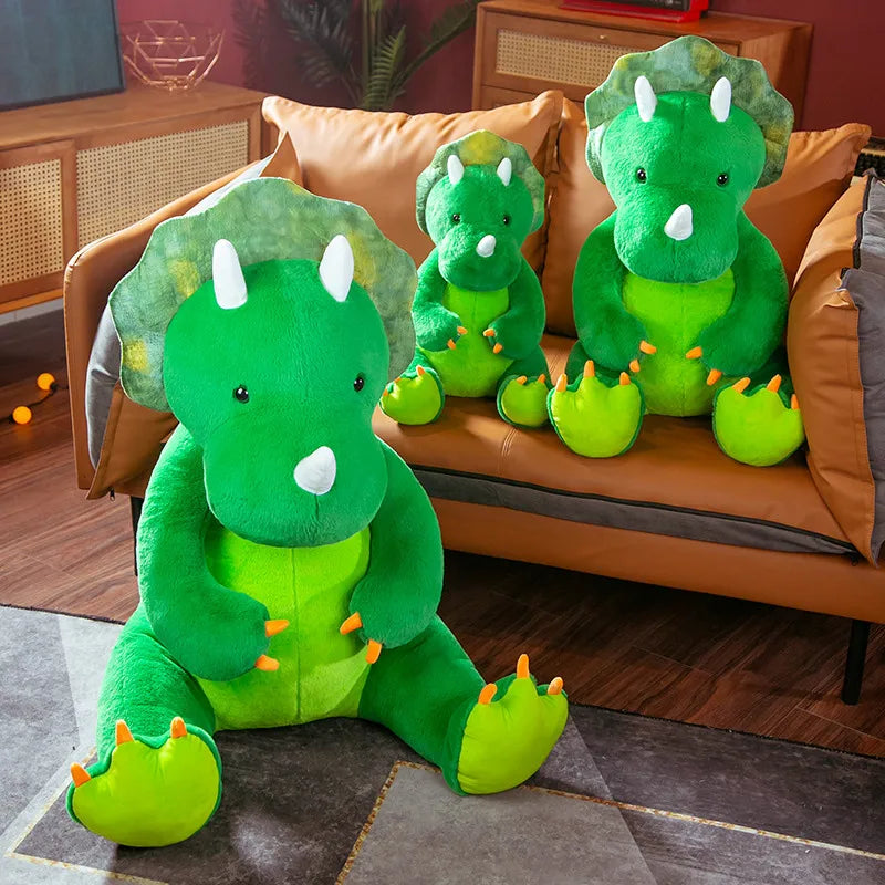 Oversized Green Triceratops Plush Dinosaur - Image 3