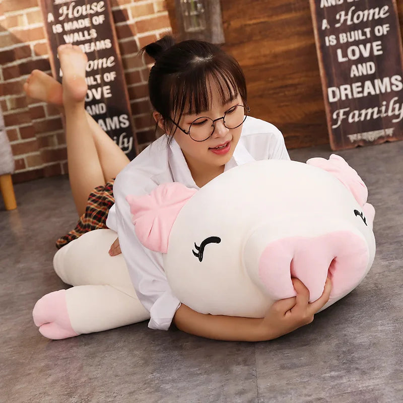 Chubby Lying Pink and Cream Pig Plush - Image 3
