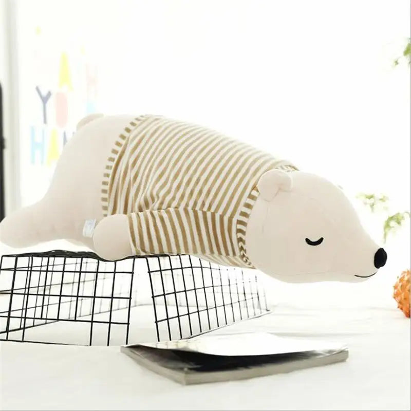 Huggable Brown Bear Plush Toy in Striped Shirt - Image 4
