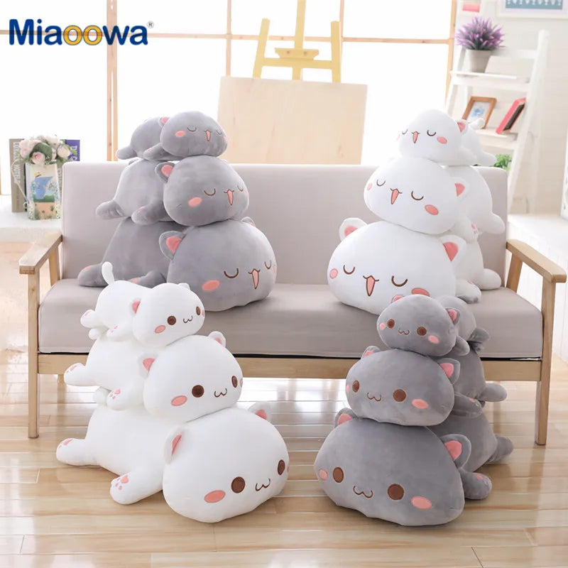 Kawaii Grey Lying Cat Plush Pillow - Image 2