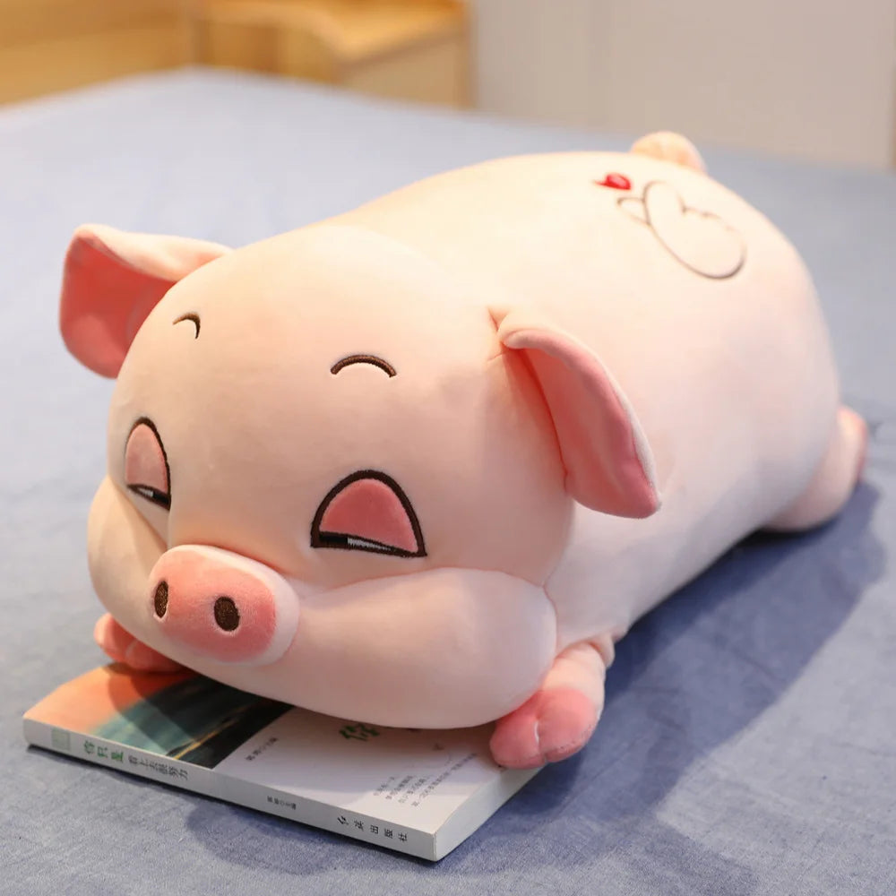 Oversized Sleeping Pink Pig Plush Pillow - Image 7