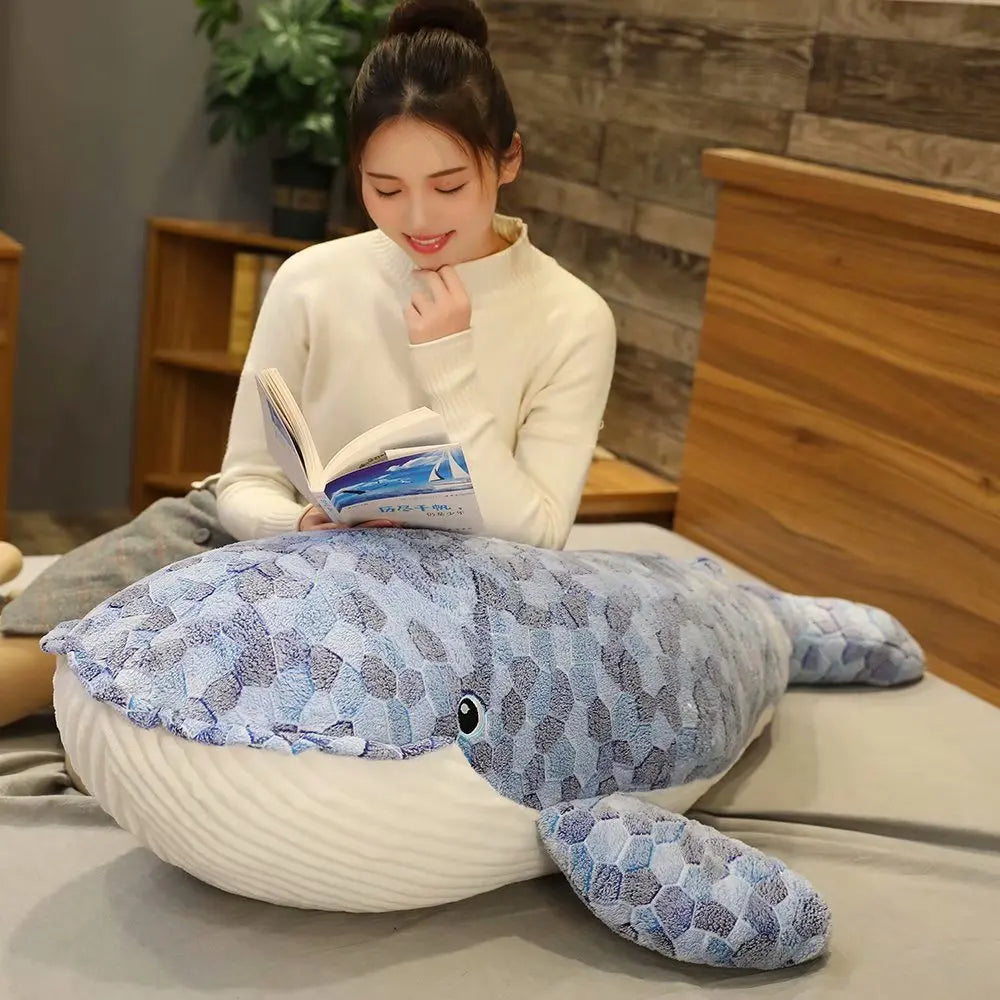 Blue Gray Mosaic Plush Whale Toy - Image 3