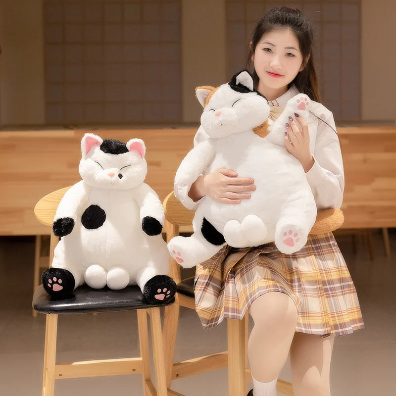 Chubby Calico Cat Plush with Smiling Face - Image 2