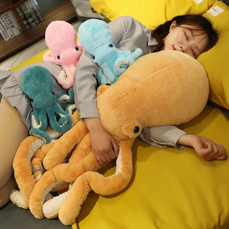 Fluffy Black Octopus Plush Toy with Blue Eyes - Image 2