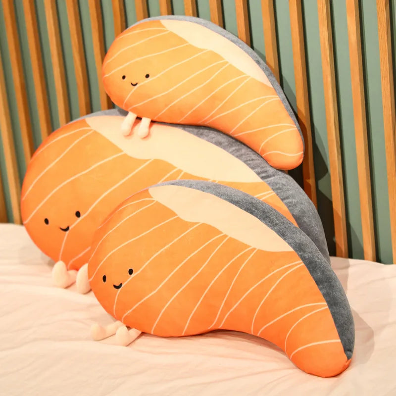Cute Orange Salmon Fillet Plush Pillow - Image 2