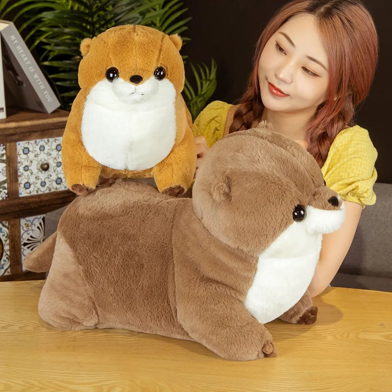 Chubby Brown Otter Plushie with White Belly - Image 4