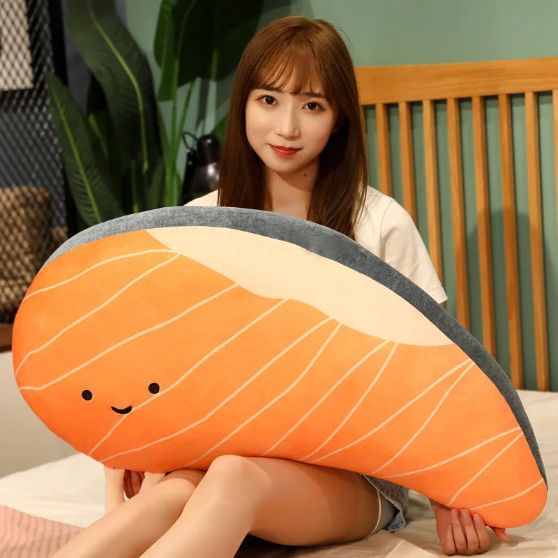 Cute Orange Salmon Fillet Plush Pillow - Image 3