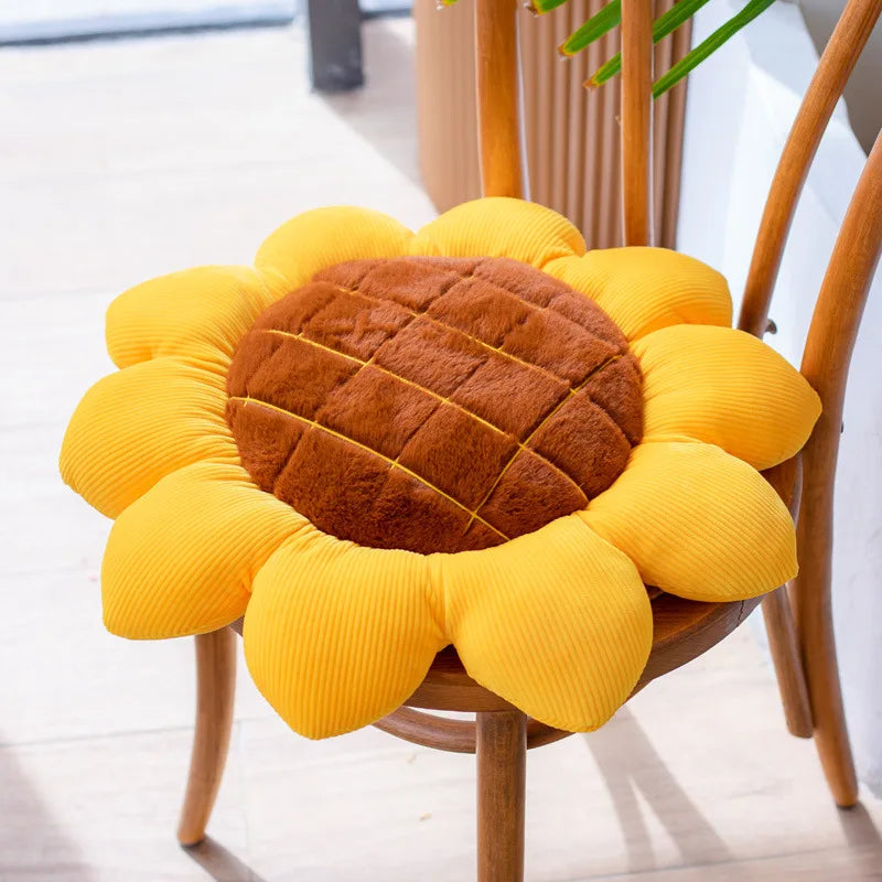 Sunflower Yellow Plush Chair Cushion