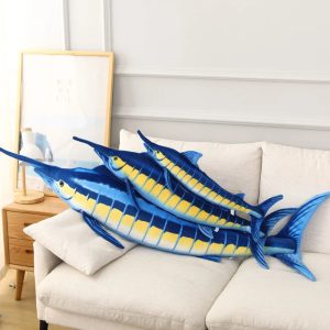 Realistic Blue Marlin Plush Pillow