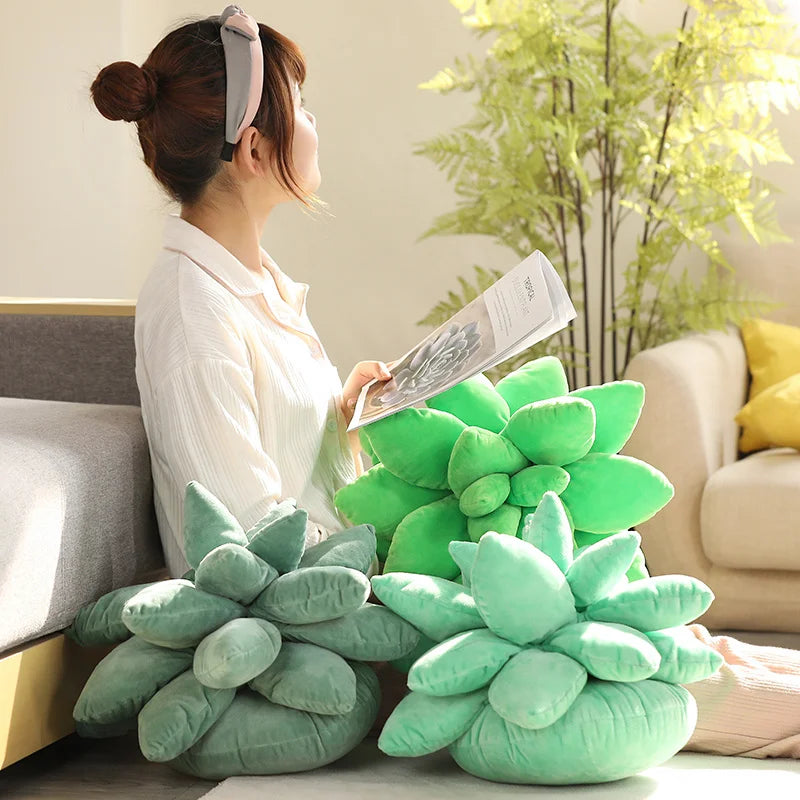 Rainbow Tie-Dye Succulent Plush Pillow - Image 3