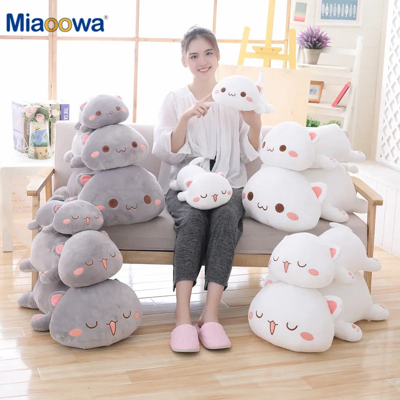 Kawaii Grey Lying Cat Plush Pillow - Image 5