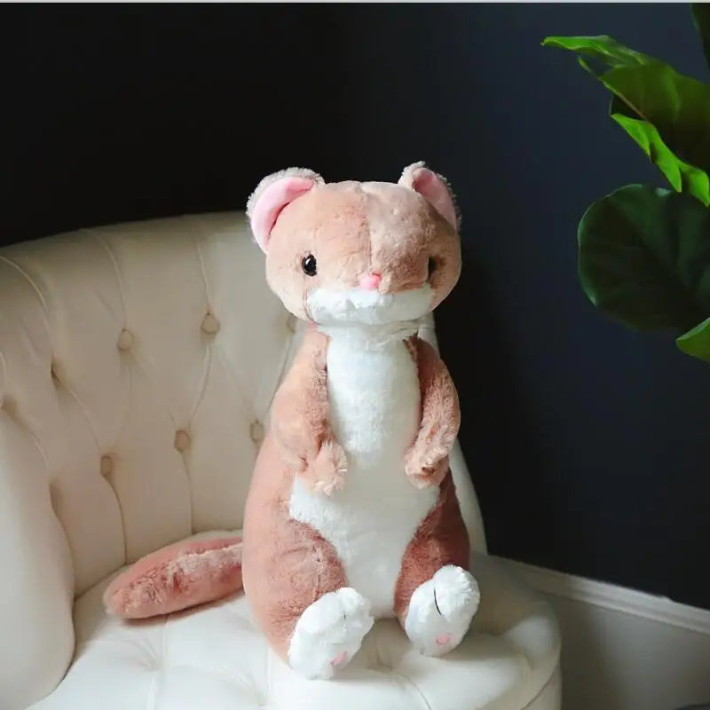 White Ferret Plush Toy with Pink Details - Image 5