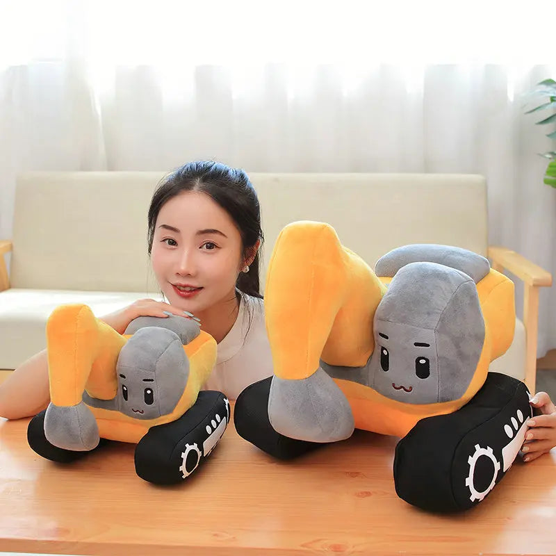 Cute Orange and Gray Excavator Plush Toy - Image 5