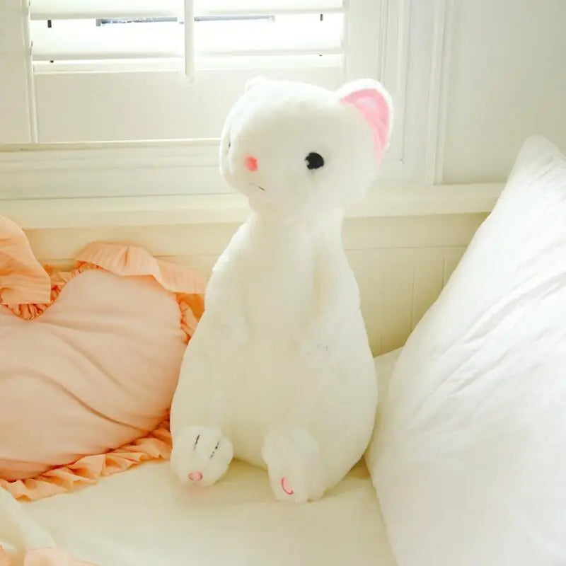White Ferret Plush Toy with Pink Details - Image 6