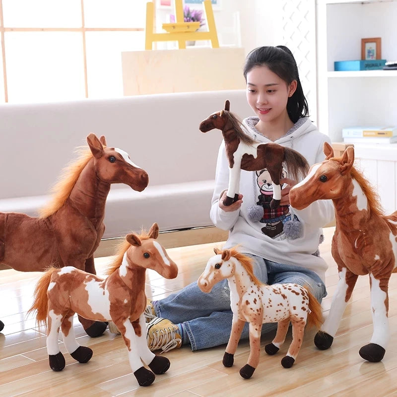 Realistic Brown and White Pinto Horse Plush Toy - Image 2
