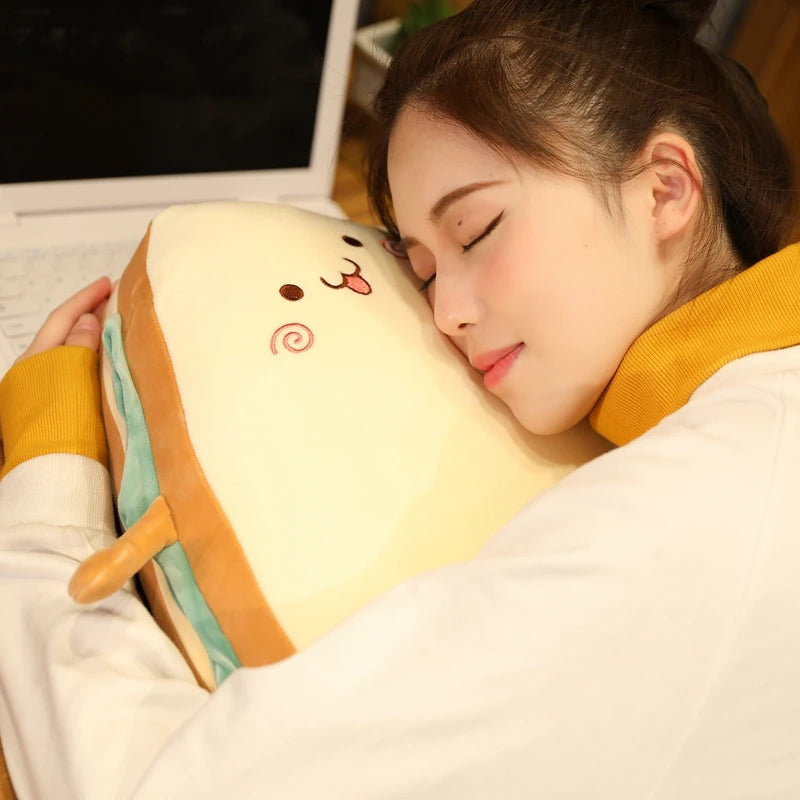 Cute Sandwich Plush Pillow with Expression Faces - Image 4
