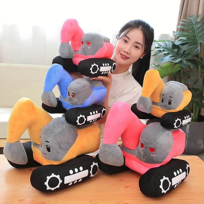 Cute Orange and Gray Excavator Plush Toy - Image 6