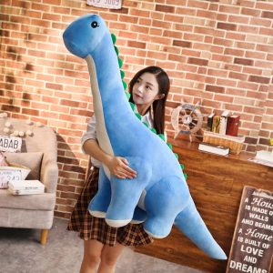 Oversized Blue Dinosaur Plush with Green Spikes