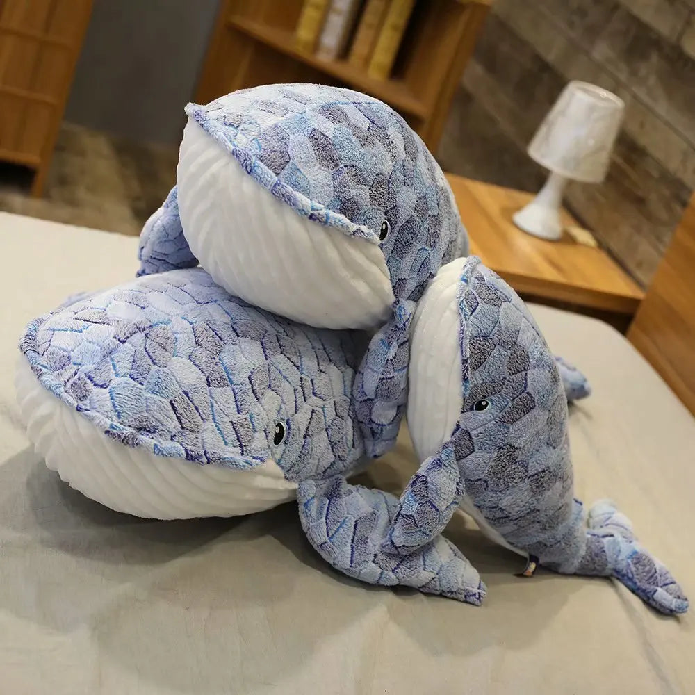 Blue Gray Mosaic Plush Whale Toy - Image 5