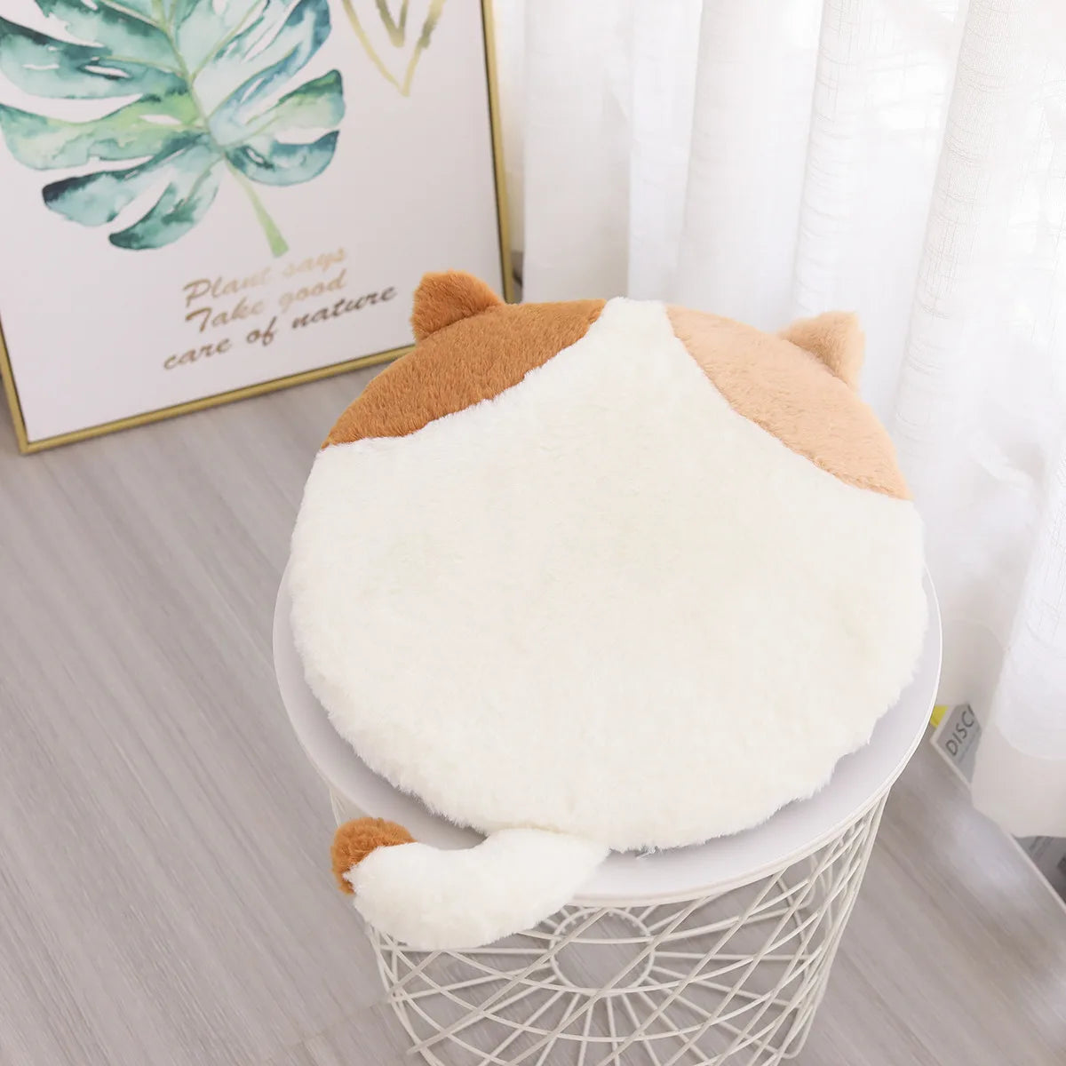 Adorable Plush Calico Cat Floor Cushion - Image 7