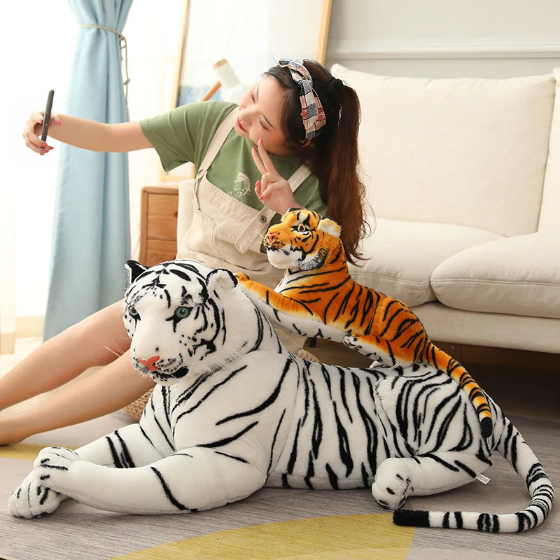 Large Orange and Small White Plush Tiger Pair - Image 2