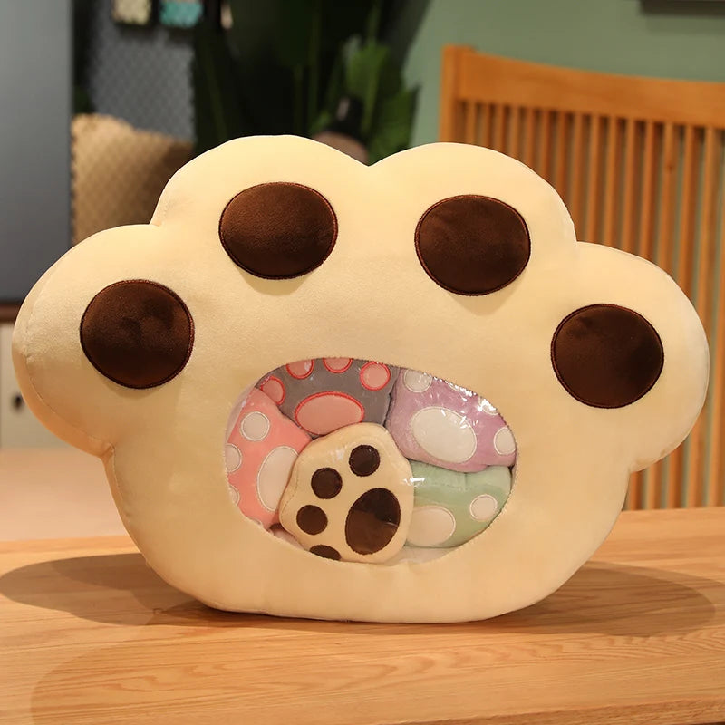 Large Paw Plush Pillow with Colorful Mini Paws - Image 7