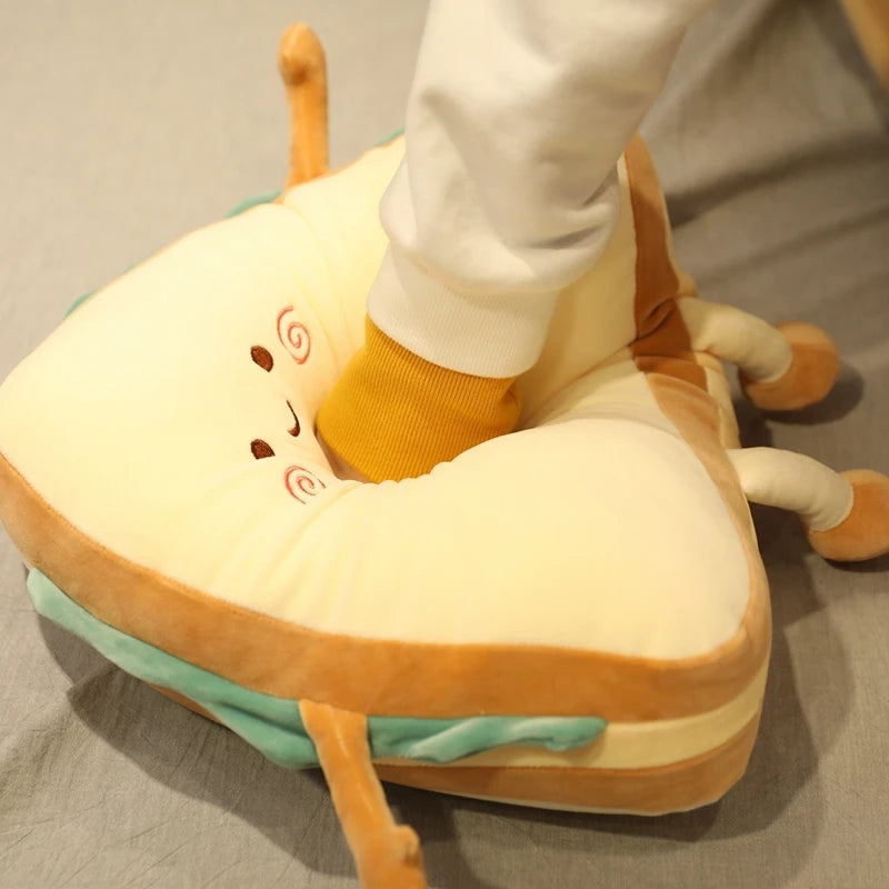 Cute Sandwich Plush Pillow with Expression Faces - Image 3