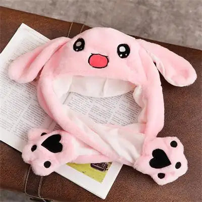 Pink Plush Bunny Hat with Moving Ears - Image 5