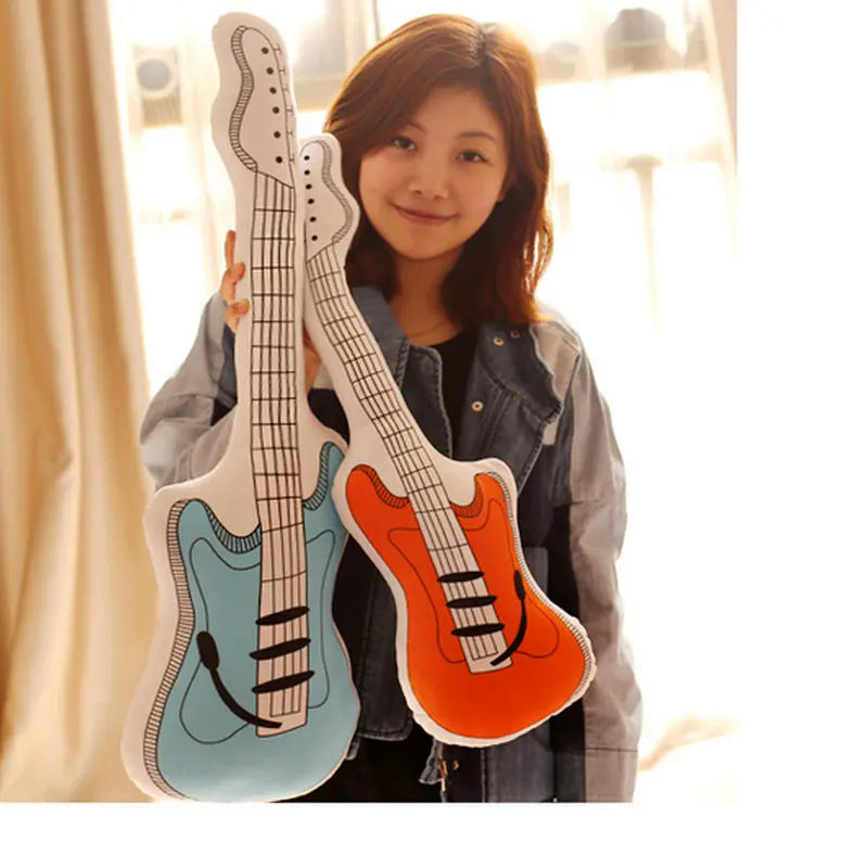 Orange Electric Bass Guitar Plush Pillow - Image 3