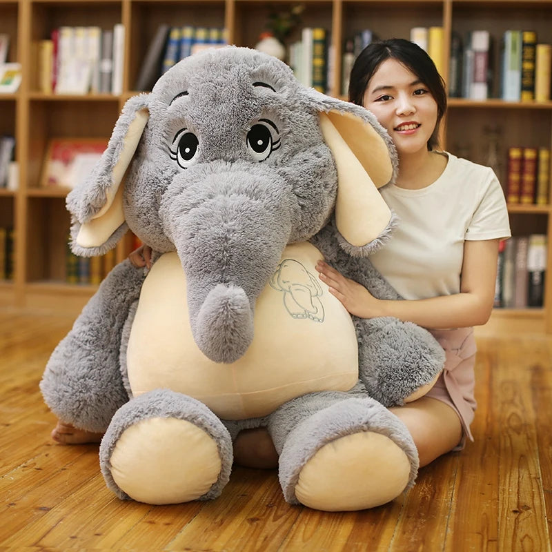 Giant Grey Elephant Plush with Cream Belly - Image 4