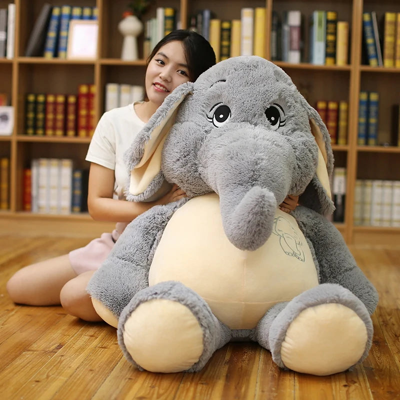 Giant Grey Elephant Plush with Cream Belly - Image 3