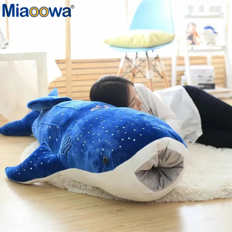 Oversized Blue Dotted Whale Shark Plush Toy - Image 2