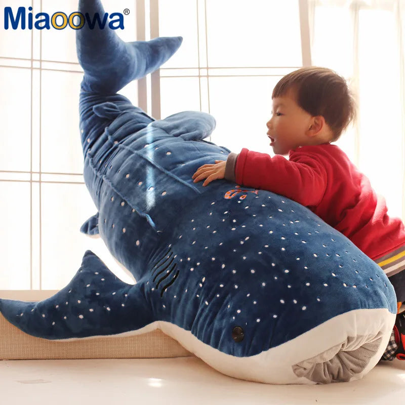 Oversized Blue Dotted Whale Shark Plush Toy