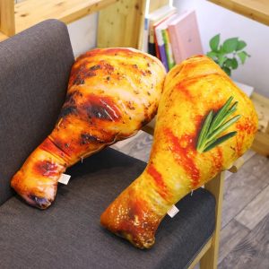 Realistic Roasted Chicken Drumstick Plush Pillow