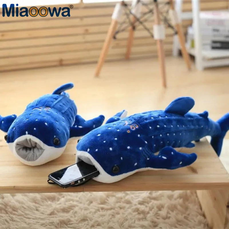 Oversized Blue Dotted Whale Shark Plush Toy - Image 3