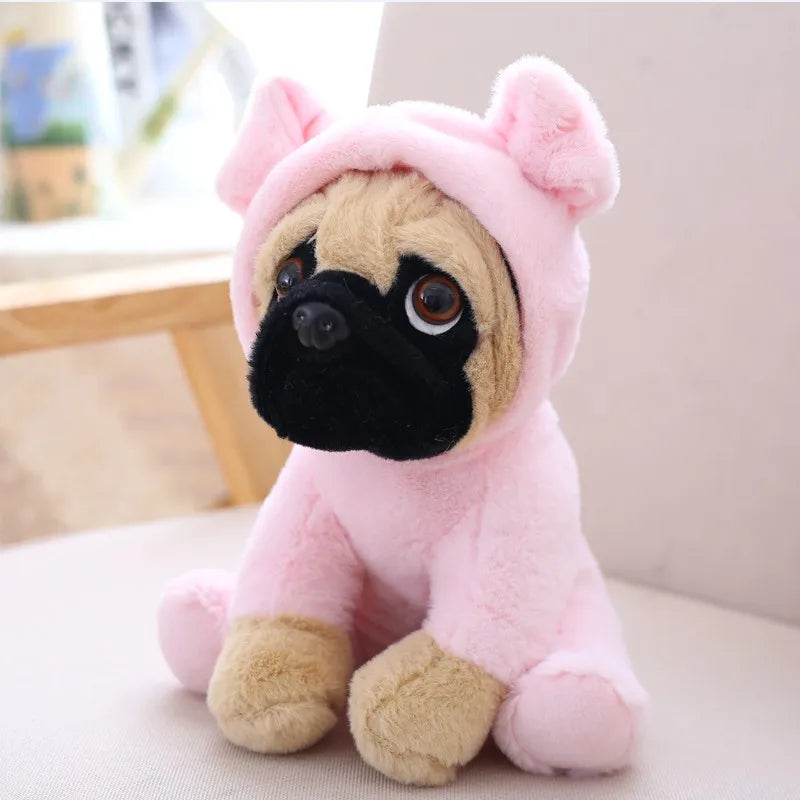 Fawn Pug Plush in Pink Hooded Onesie with Ears - Image 5