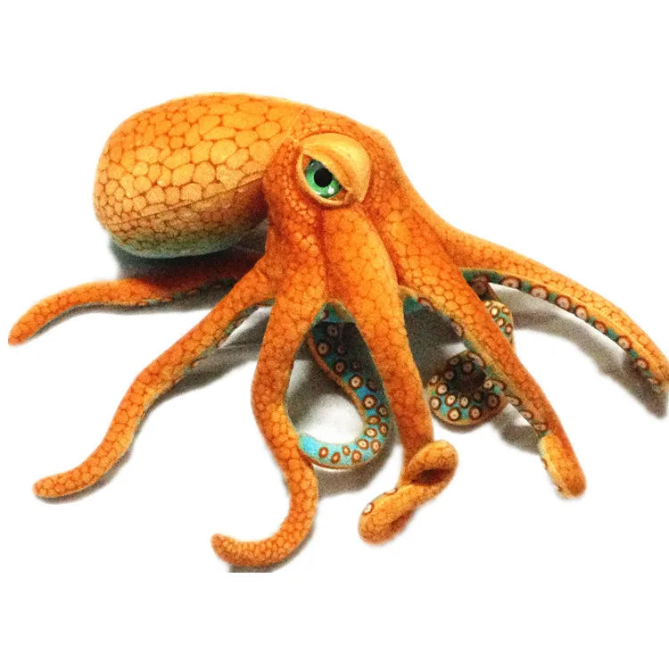 Vibrant Orange Plush Octopus with Green Eyes - Image 3