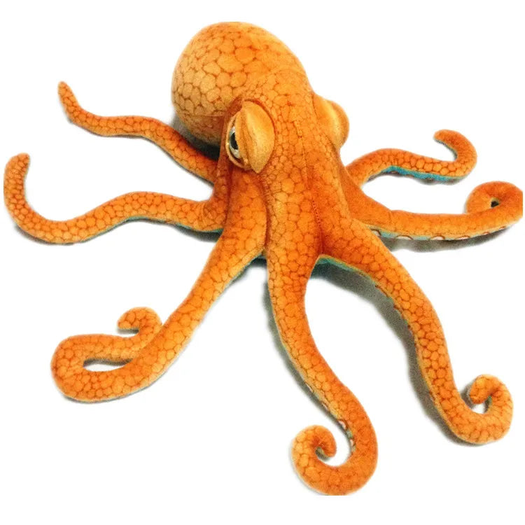 Vibrant Orange Plush Octopus with Green Eyes - Image 4