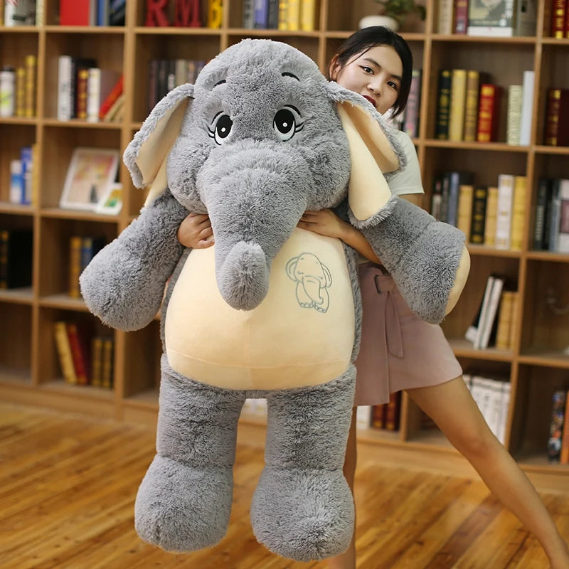 Giant Grey Elephant Plush with Cream Belly - Image 2