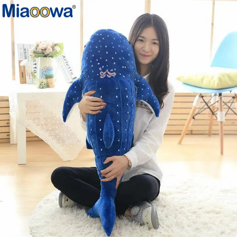 Oversized Blue Dotted Whale Shark Plush Toy - Image 5