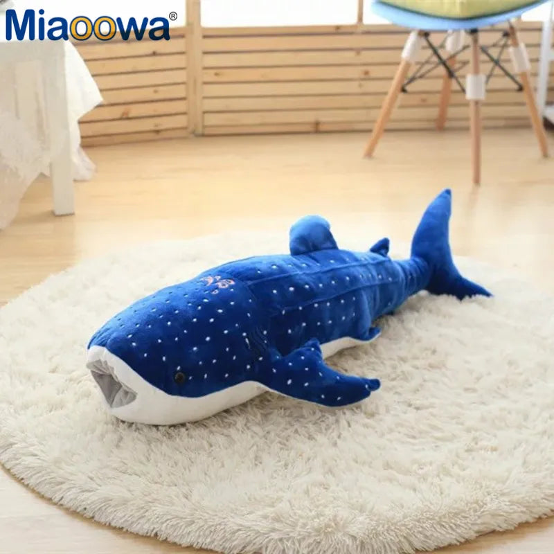 Oversized Blue Dotted Whale Shark Plush Toy - Image 4
