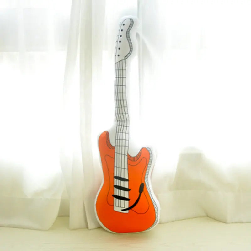 Orange Electric Bass Guitar Plush Pillow - Image 2