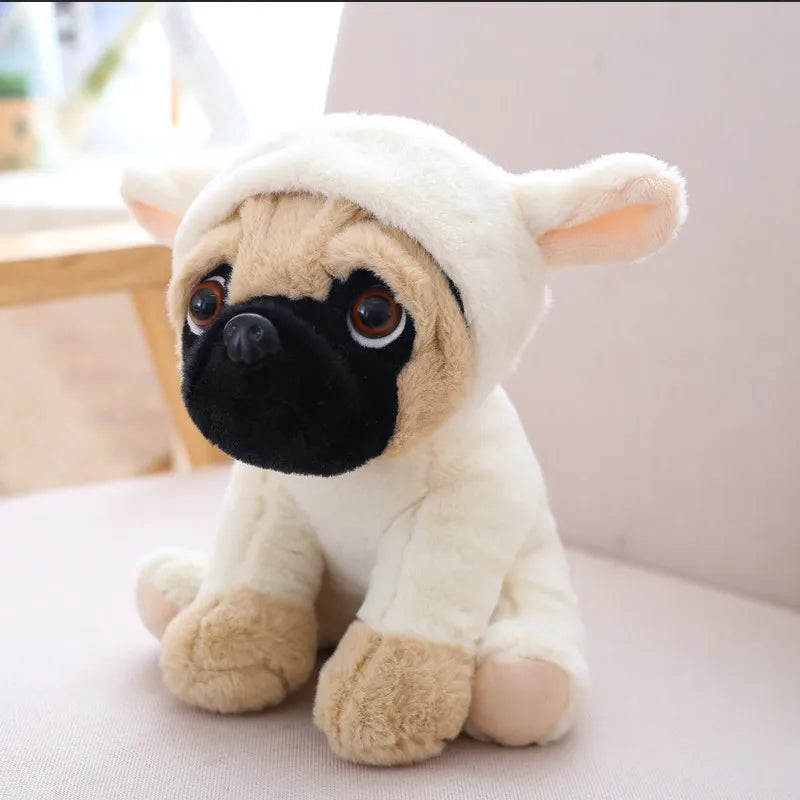 Fawn Pug Plush in Pink Hooded Onesie with Ears - Image 11